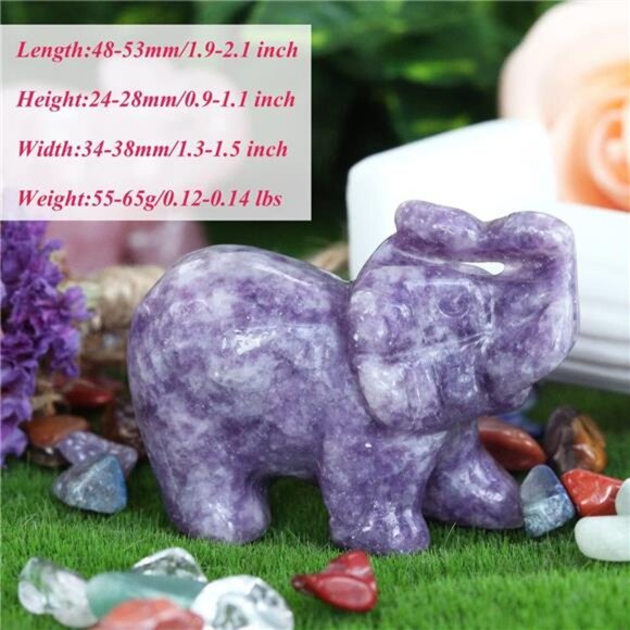 2" Amethyst Elephant Decor Natural Healing Crystal Stones Polished Hand-Carved - Picture 6 of 7